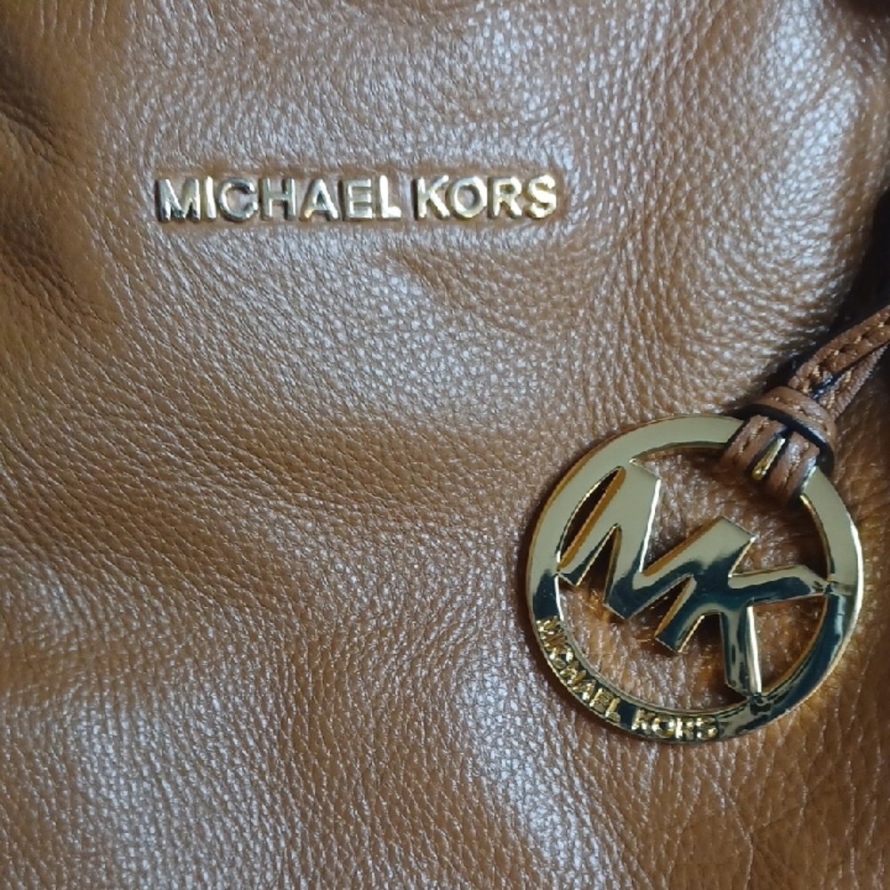 Michael Kors Brown Shoulder Bag with Gold Accents - Picture 3 of 13
